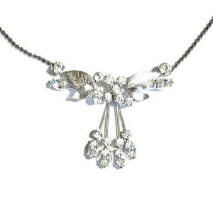 Vintage 1940s Krementz Rhodium Plated Rhinestone Necklace